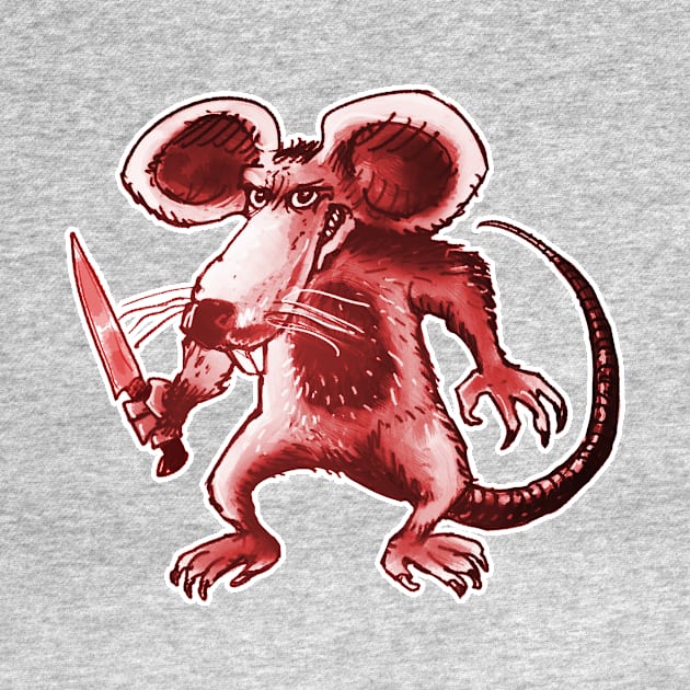 angry rat with knife by anticute